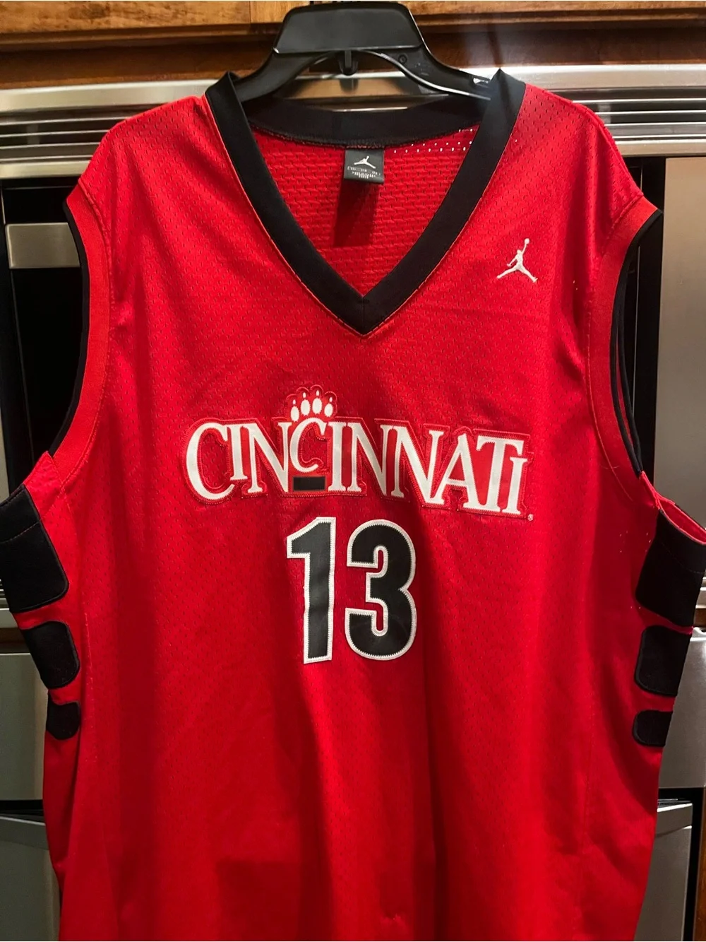 Jordan Red Mesh Basketball Jersey with Jordan Patch